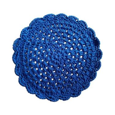 Imagem de Kit 6 Sousplat Crochê Redondo Barbante Para Mesa De Jantar Azul - Roma