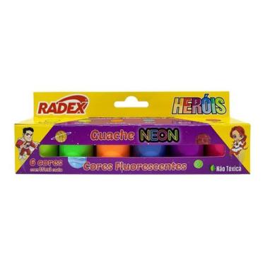 Imagem de Tinta Tempera Guache Neon Radex 6 Cores 15ml