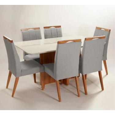 Imagem de Mesa de jantar + 6 cadeiras Roma tampo 180 cm Olivaceus - Gran Decore