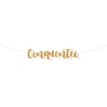 Imagem de Faixa Decorativa "Cinquentei" - Dourado Glitter - 1 unidade - Cromus -