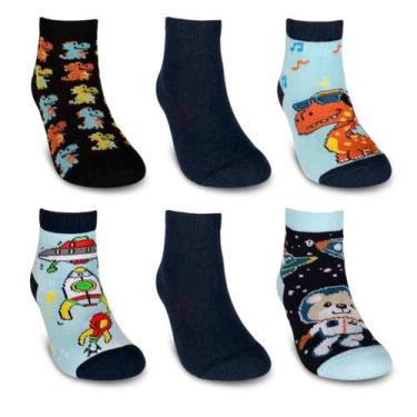 Imagem de Kit 3 Pares de Meias Infantil 19/22 Cano Curto Masculina Sortidas Hoah