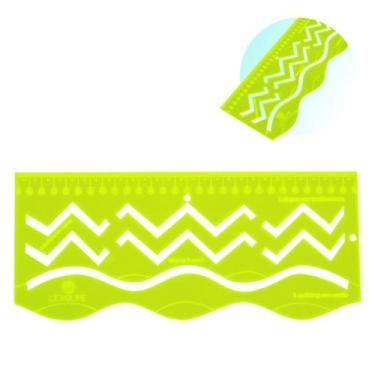 Imagem de Régua Para Quilting 3 em 1 Onda Zigzag Centralizadora Verde - Levolpe