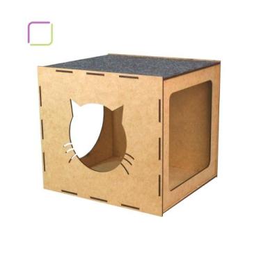 Imagem de Nicho Para Gato Parede Playground MDF Cru com Carpete - Box Fan