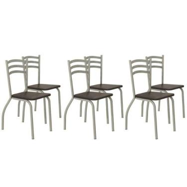 Imagem de Cadeira de Cozinha Portugal 2C007NK Aço Kit 6 Uni Niquel/Marrom 21 - K
