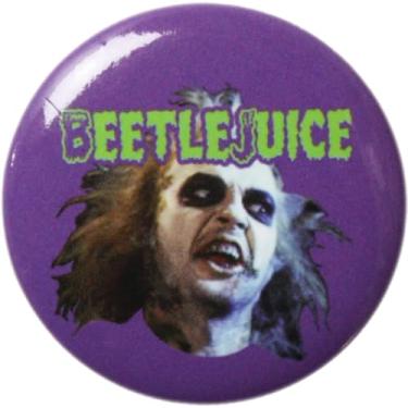 Imagem de Beetlejuice - Foto e logotipo de Michael Keaton - Botão redondo de 3 cm, Aço inoxidável, Sem pedras preciosas