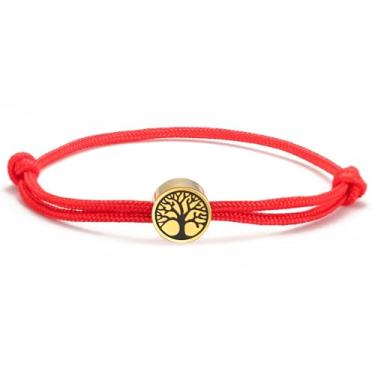 Imagem de Dreamtimes Pulseira Yggdrasil World Tree of Life Pulseira de aço inoxidável feita à mão com corrente de corda ajustável, joia de árvore genealógica para mulheres e homens, Medium, Aço inoxidável, Sem