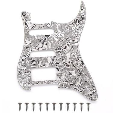 Imagem de 3ply 11 furos estilo ST/Strat Pickguard HSS Pick Guard para peças de guitarra estilo vintage Stratocaster/Strat dos EUA/México (Zebra Stripe)