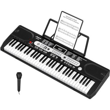 Imagem de GAOMON Teclado Piano, 61 teclas de piano elétrico para iniciantes e crianças, com microfone, fonte de alimentação, alto-falantes embutidos, teclado portátil para melhor presente de aniversário ou