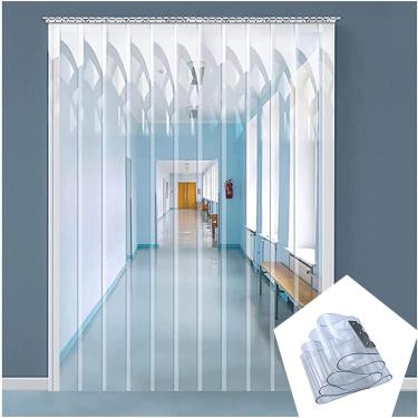 Imagem de Tiras de cortina de pvc transparentes, à prova d'água, 1.4mm, tiras de plástico, cortina de porta para industrial, garagem, negócios, 135x240cm