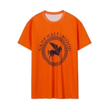 Imagem de RocailleCos Percy Jackson and The Olympiana Cosplay Costume Men's Camp Half Blood Shirt Short Sleeves Outfits (orange, XXL)