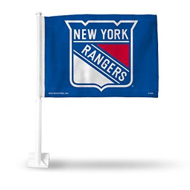 Imagem de Bandeira de carro NHL Rico Industries com haste incluída, New York Rangers, 40,6 x 49,5 cm