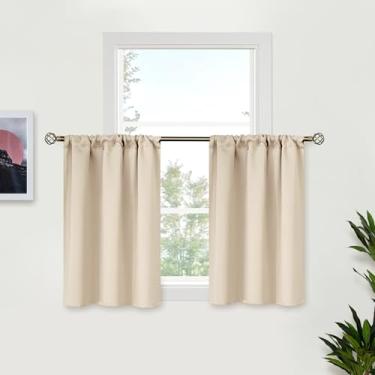Imagem de BGment Cortinas blecaute pequenas de 76 cm de comprimento - Cortinas de meia janela com bolso para varão, para cozinha, café, banheiro, quarto, trailer, trailer, persianas de privacidade com