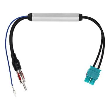 Imagem de Amplificador de sinal de antena FM AM estéreo para carro duplo Fakra Z macho conector para DIN macho conversor adaptador veicular áudio rádio estéreo unidade receptor 30 cm