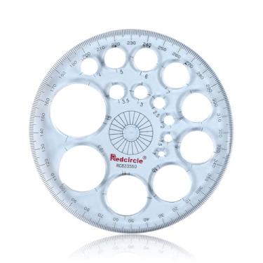 Imagem de Régua de desenho de régua de círculo transferidor de 360 graus de espessura Modelo de círculo matemático preciso tamanho 16 círculos