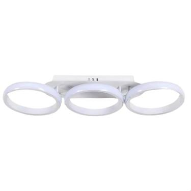 Imagem de Lustre Plafon Sobrepor 3 Aros 30W para Sala Jantar Cozinha Corredor Luminária Led Luz Neutra Sanfe (Branco)