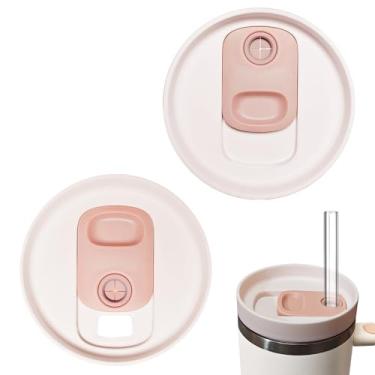 Imagem de Tampa de copo para Stanley - Substituição de tampa de copo de 1,134 g, 2 pacotes de tampas de copo reutilizáveis, tampa deslizante para bebida reta, tampas deslizantes sem derramamento para Stanley