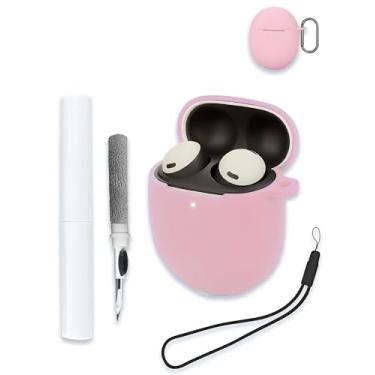 Imagem de Capa para Google Pixel Buds Pro 2 – Fones de ouvido sem fio com cancelamento ativo de ruído, capa protetora de silicone macio, portátil, resistente a arranhões, com kit de limpeza, mosquetão e cordão,