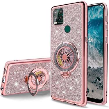 Imagem de FLYING FLIER Capa de celular brilhante com glitter para Motorola Moto G Stylus 5G 2021 Fidget Spinner para alívio de estresse, suporte giratório para crianças e adultos para Moto G Stylus 5G 2021