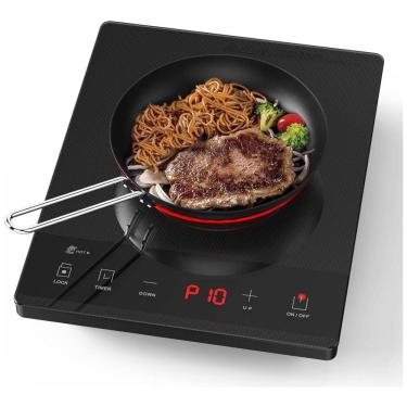 Imagem de Cooktop Elétrico de Infravermelho Portátil de Vidro Cerâmico com Trava de Segurança para Crianças, Temporizasor de 24H e Controle Digital ,