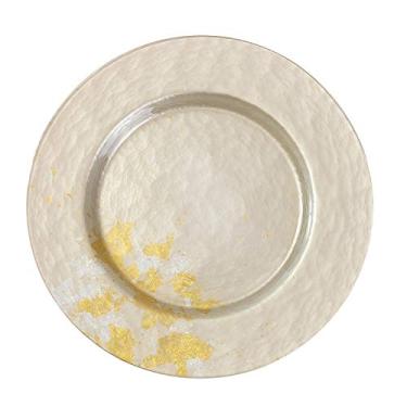 Imagem de Placa de vidro Urushi japonesa da Syosaku, pode ser lavada na lava-louças, Louças, Majestic White, Dinner 12.5-inch