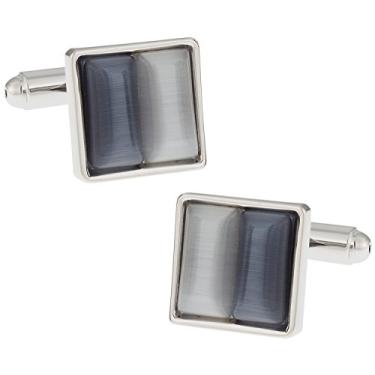 Imagem de Abotoaduras cinza e prata em dois tons elegantes Cuff-Daddy com caixa de apresentação