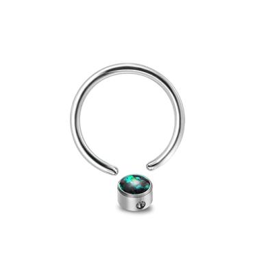 Imagem de ZYTAIJEW 1 pç/2 peças hipoalergênico 16G 8 mm/10 mm G23 anel de contas cativo de titânio redondo opala sintética/anel de nariz CZ colorido anel de septo hélice torre lóbulo tragus joia de piercing