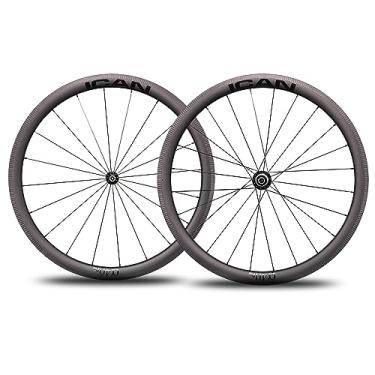 Imagem de ICAN Alpha 40 Pro 1421G/3.13Lbs Carbon Road Bike Wheelset Rim Brake 700C 20/24 Furos