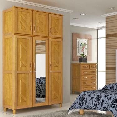 Imagem de Conjunto de Quarto Grécia: Guarda-Roupa 6 Portas Cômoda 6 Gavetas Madeira Pinus Freijó - Cavazotto