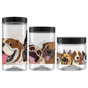 Imagem de Kit 3 Pote para Ração Porta Petiscos Organizador Multiuso 2LT 1,5LT 1LT (Dog)
