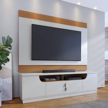 Imagem de Rack com Painel para Tv de até 75 Polegadas Santorini 2.0 e Nilo Branco/Marrom