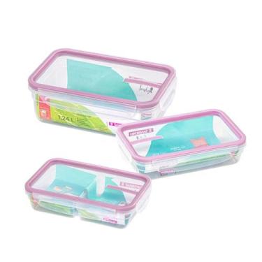 Imagem de Conjunto 3 Potes Herméticos Sanremo 730ml 820ml e 1,24L Rosa Academia 