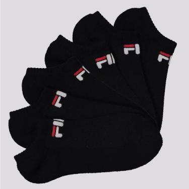 Imagem de Kit Meia Fila Light 6 Pares Cano Curto Preto, 39-43