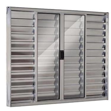 Imagem de Janela Veneziana 6 Folhas 1,20x2,00 Alumínio Brilhante S/g - Allo esqu