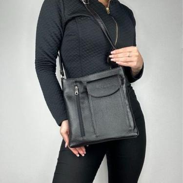 Imagem de Bolsa recuo em couro legítimo b.1048, Preto