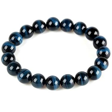Imagem de LinnWell Pulseira de olho de tigre natural, pedras preciosas de energia, pulseira de contas de ônix, pulseira de amuleto, boa sorte, pulseiras de cura, pulseira de energia para a saúde, presente para