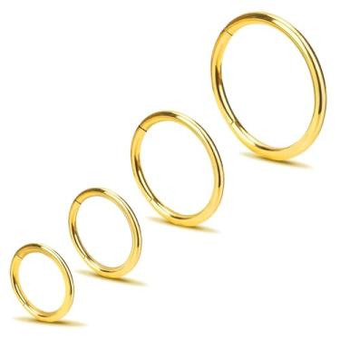 Imagem de 2 peças de anéis de nariz de titânio 20G 18G 16G argolas de nariz septo clicker anel de segmento articulado cartilagem hélice tragus concha daith torre narina argola piercing brincos, diâmetro 5 mm a