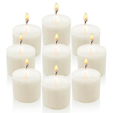 Imagem de Pacote com 9 velas votivas marfim, 3 cm de altura x 3,8 cm de diâmetro, velas sem cheiro para casamentos, decoração de casa e eventos – Ideal para castiçais, centros de mesa e iluminação ambiente