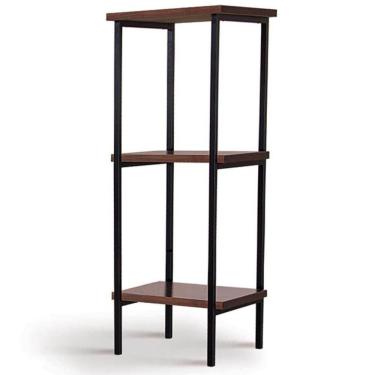 Imagem de Estante Torre Kansas Industrial Daf Móveis 140 x 50 cm Madeira Maciça Castanho Base Aço Preto
