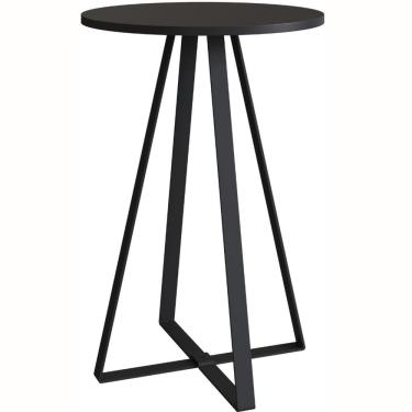 Imagem de Mesa Lateral Redonda Artesano 65 cm (altura) em mdp Preto Estrutura Metálica em Aço Preto