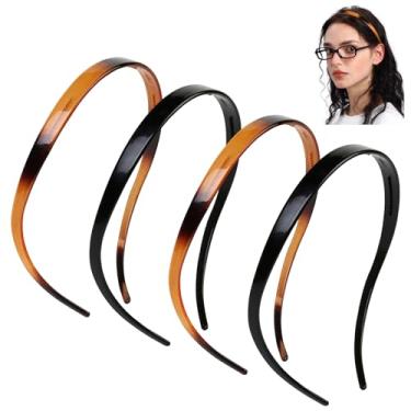 Imagem de WOVOWOVO Fitas de cabelo flexíveis projetadas para óculos, faixas de cabelo de plástico com pente de dentes, faixas finas para cabelo feminino, faixas de cabelo antiderrapantes sem pressão com óculos