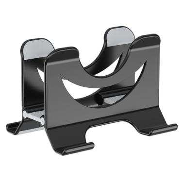 Imagem de Suporte para laptop Suporte vertical para laptop para mesa, suporte para notebook de plástico com trava automática por gravidade e prateleira lateral Elevador para laptop(Preto)