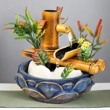 Imagem de Fonte De Agua Cascata 2 quedas Bambu Flor Lotus Decoracao - NoBrand, A