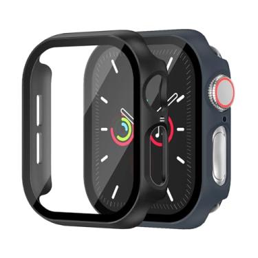 Imagem de Pacote com 2 capas rígidas para Apple Watch Series 10 de 46 mm, proteção total, protetor de tela integrado [sensível ao toque], capa protetora fina para iWatch S10, acessórios de 46 mm, preto/azul