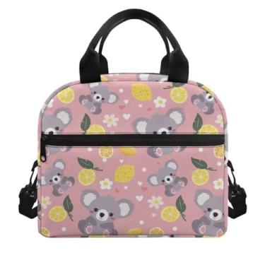 Imagem de Bivxisrvo Mochila Kawaii Koala com estampa de limão para meninas de 10 a 12 anos de idade, lancheira com isolamento térmico para crianças à prova de óleo para escolas secundárias