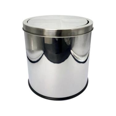 Imagem de Lixeira Cesto de Lixo com Tampa Basculante Multiuso Aço Inox 05 litros
