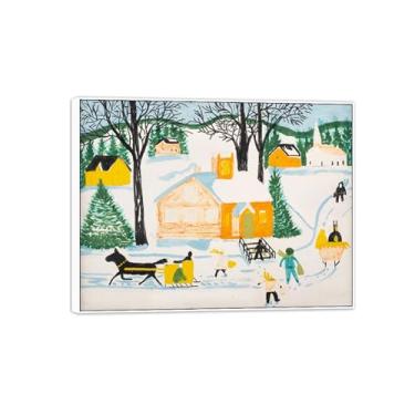 Imagem de MUHJDYC Quadro branco pinturas famosas impressão em tela-primitivismo tela arte de parede imagem-paisagem reprodução de pôster de belas artes (pátio escolar de inverno) 30x40cm-12x16in