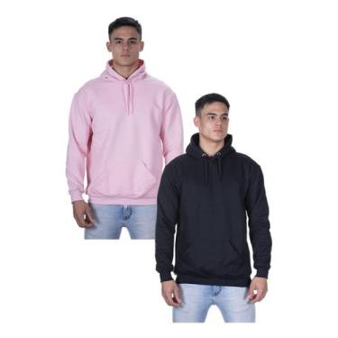 Imagem de Kit 2 Moletom Liso Masculino Blusa De Frio Casual Canguru Top - hs, Ro