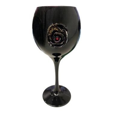 Imagem de Taça Pomba Gira Negra com Rosa Negra 20 cm Vidro 400 ml - Lua Mística 