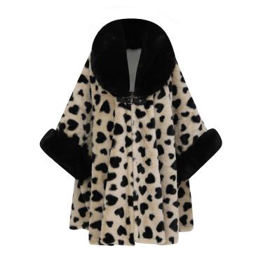 Imagem de Capa De Tamanho Grande Xale Feminino Solto Leopardo Tweed Frente Aberta Jaqueta Bat-estilo Poho Capa Cardigan Suéter, Grey, One Size