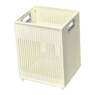 Imagem de MYCENSE Cesta de lavanderia, recipiente de organizador de armazenamento, organizador de brinquedos, portátil com alças cesta de roupas sujas para apartamento, Creme Amarelo